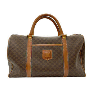 Celine Boston Bag Macadam Leather Brown Gold